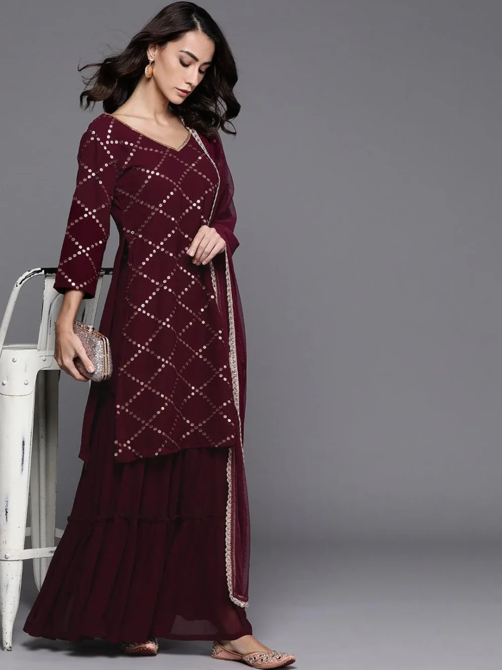 Maroon Designer Suit - Image 4