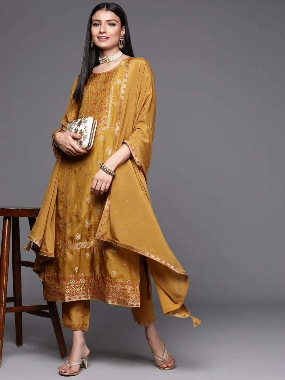 Mustard Antique Designer Suit - Image 2
