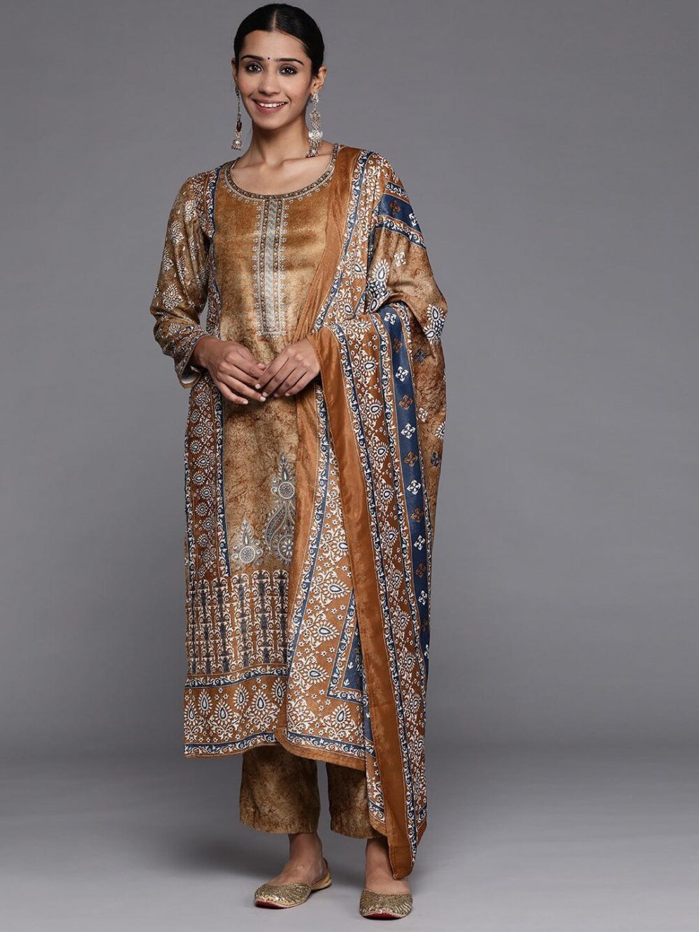 Yellow With Blue Embroidery Designer Suit