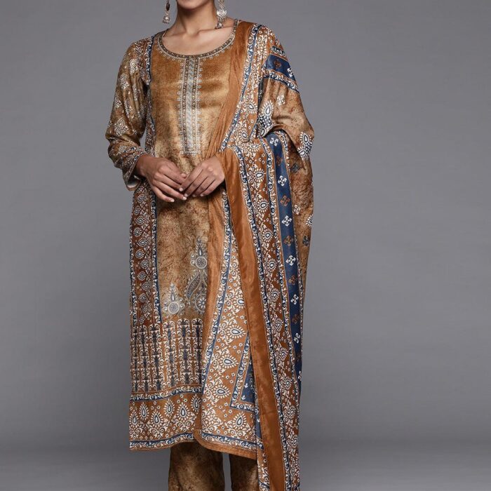 Yellow With Blue Embroidery Designer Suit