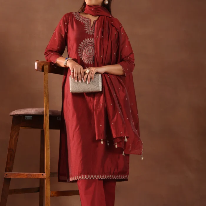 Red Embroidery Suit