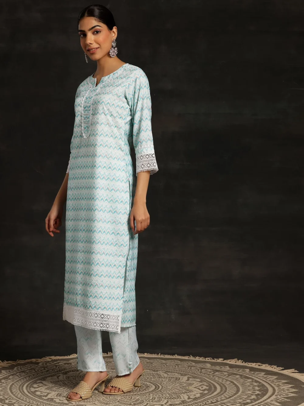 Blue Embroidered Suit - Image 4
