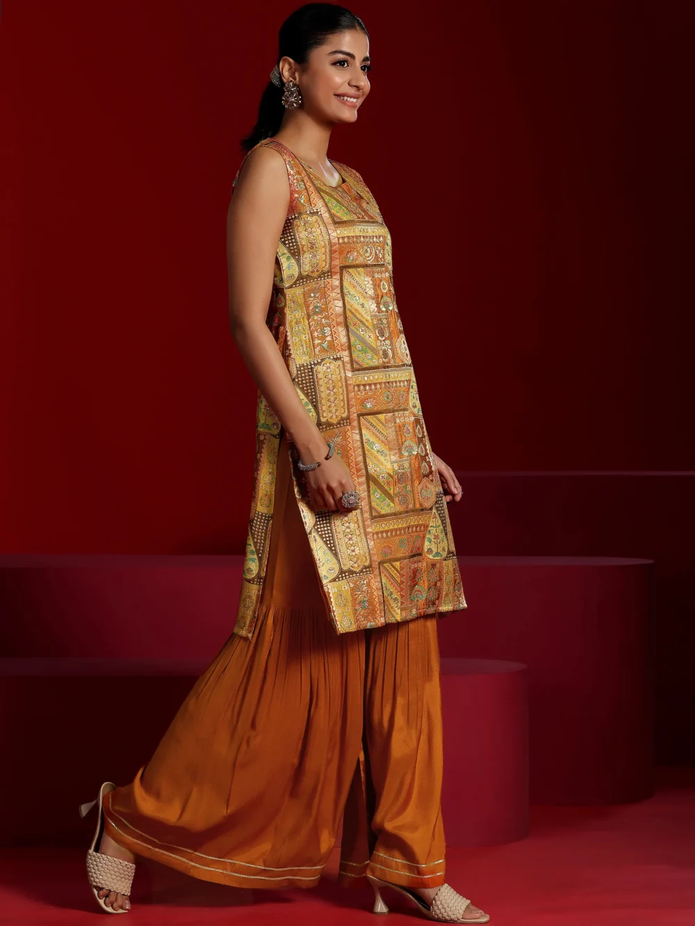Orange Colour Embroidery Suit Set - Image 3