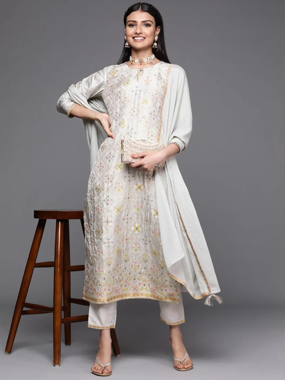 White Womens Designed Suit - Image 2