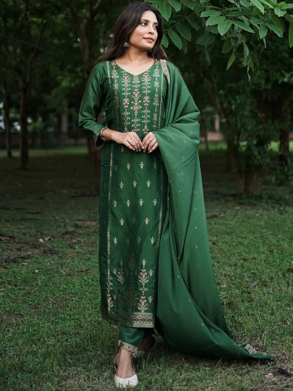 Women's Green Designer Suit 2 Piece