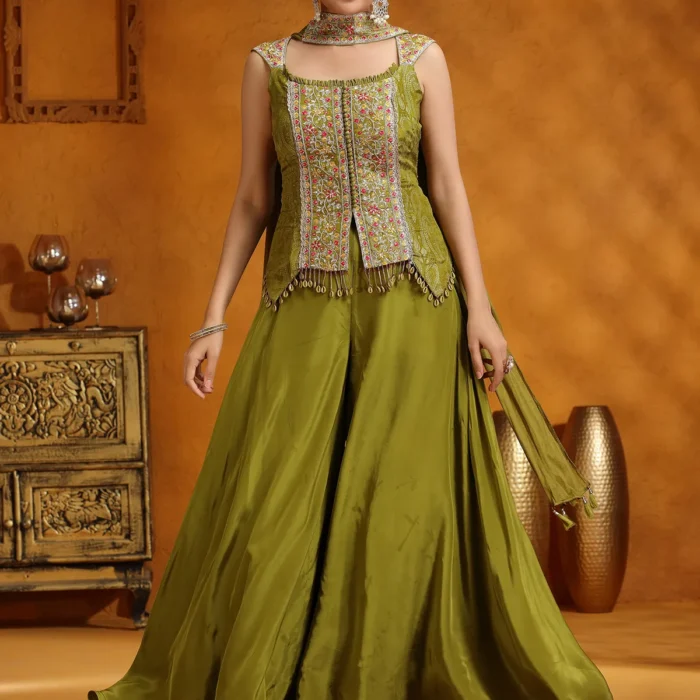 Women's Designer Suit Olive Green Colour