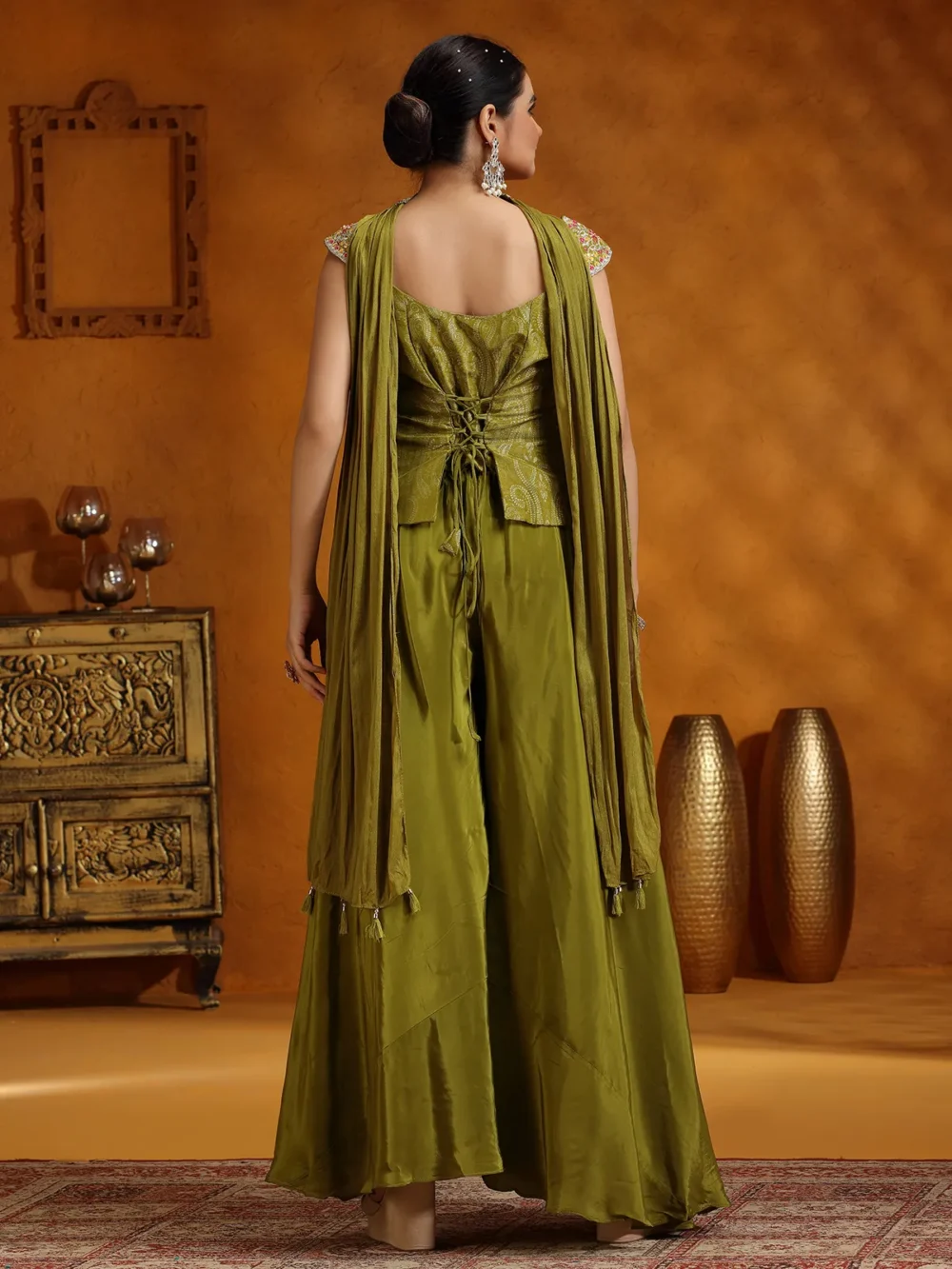 Women's Designer Suit Olive Green Colour - Image 4