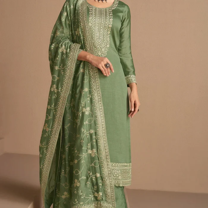Women's Designer Suit Olive Green Colour 2