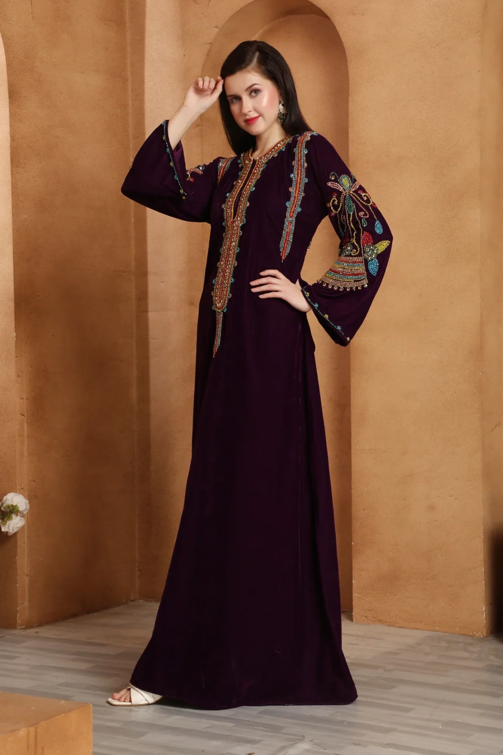 Women's Designer Dress With Hand Embroidered Work - Image 2